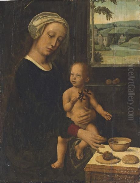 The Holy Virgin And Child With The Milk Soup Oil Painting by Gerard David