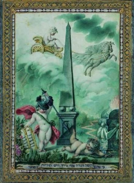 Allegorie Biblique : Trois Putti Jouant Autour D'unobelisque Oil Painting by Giovanni David