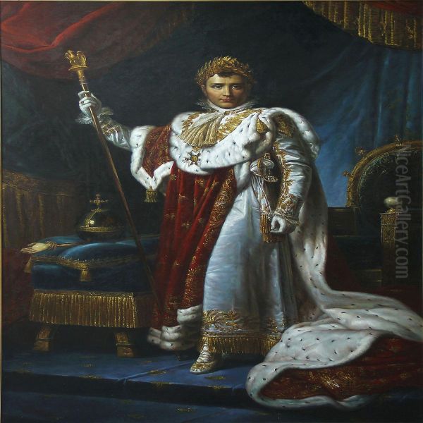 A Pair Of Coronation Portraits Of Emperor Napoleon I Andempress Josephine Oil Painting by Jacques Louis David