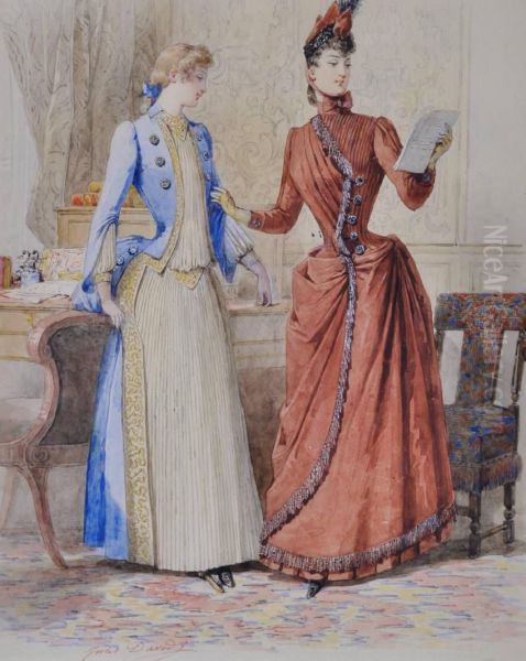 Fashionstudy, 
Two Young Women In An Interior by Jules David