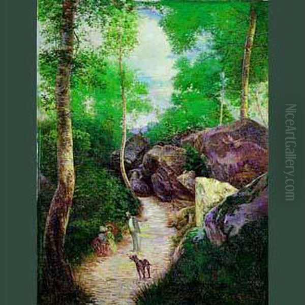 Promenade En Foret Oil Painting by Alfred Hector David Riquier