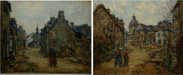 Le Faouet, Rue Montante- Paysanne Dans Unerue Oil Painting by Germain David-Nillet