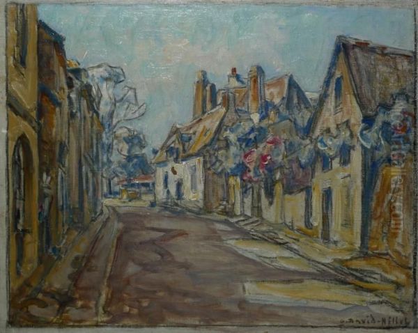 Rue De Village Oil Painting by Germain David-Nillet