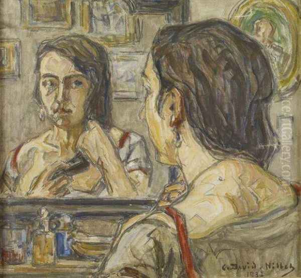 Femme Au Miroir Oil Painting by Germain David-Nillet