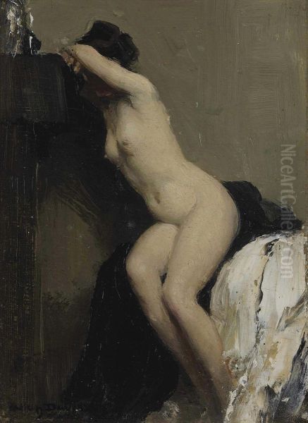 Seated Female Nude Oil Painting by Allan Douglas Davidson