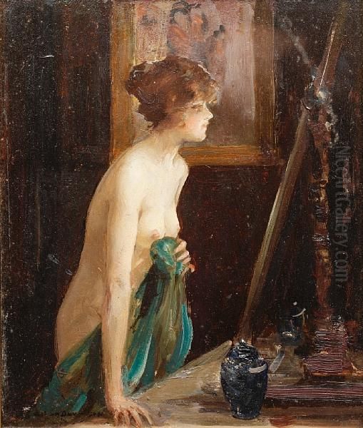 At The Mirror Oil Painting by Allan Douglas Davidson