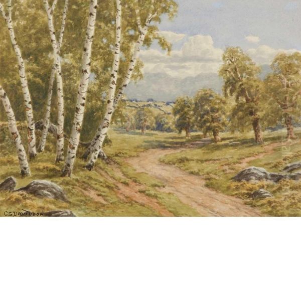 Birch Trees Oil Painting by Charles Grant Davidson