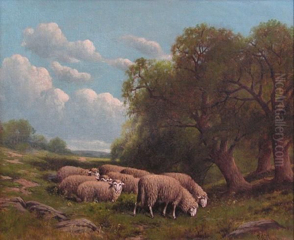 A Pastoral Landscape With Sheep Oil Painting by Charles Grant Davidson