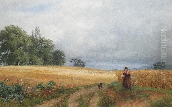 A Harvest Refreshment Oil Painting by Charles Topham Davidson