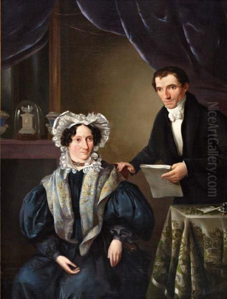 Portret Van Oom Karel En Tante Frans Sala-knage Oil Painting by Ezechiel Davidson