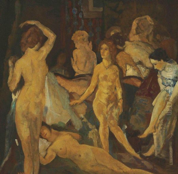 Multiple Youths Oil Painting by Arthur Bowen Davies