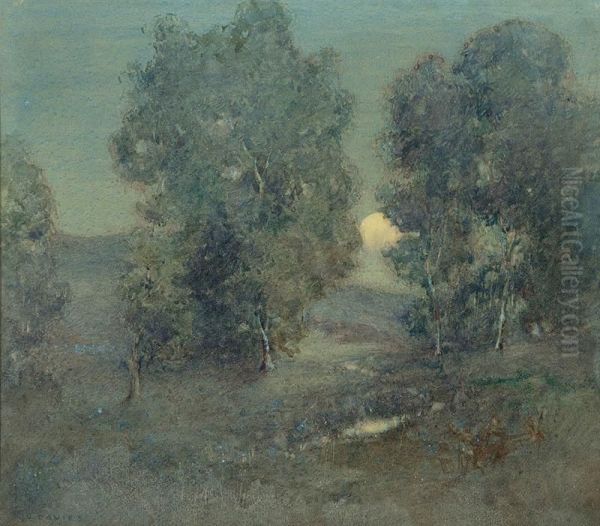 Moonlight At Templestowe Oil Painting by David Davies