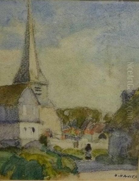 Watermill/country Church Oil Painting by David Davies