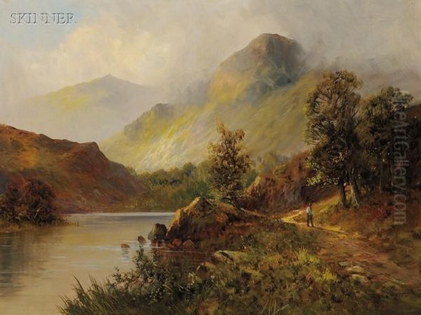 Path By The Shore/a Welsh View Oil Painting by Edward Davies