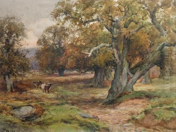 Deer In Alandscape Oil Painting by Edward Davies