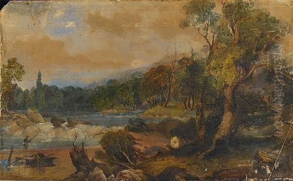 Fishing On The Yarra Oil Painting by Henry Easom Davies