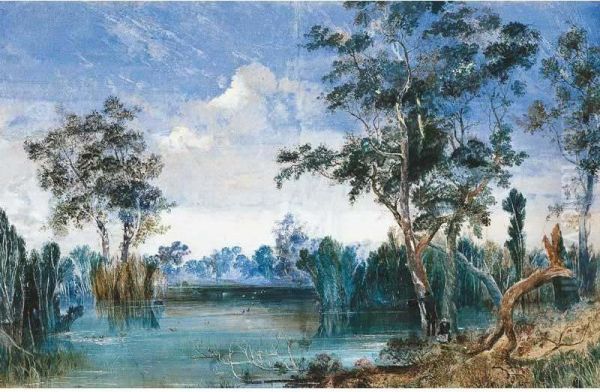 Sportsmen By A Gum Tree Shooting Duck Oil Painting by Henry Easom Davies