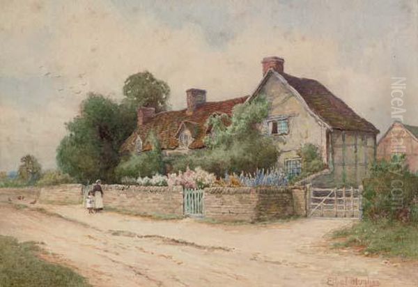 Mary Arden's Cottage Oil Painting by Arthur Hughes