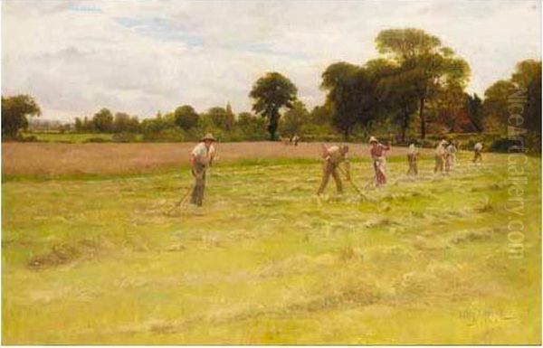 Harvesting Oil Painting by James Hey Davies