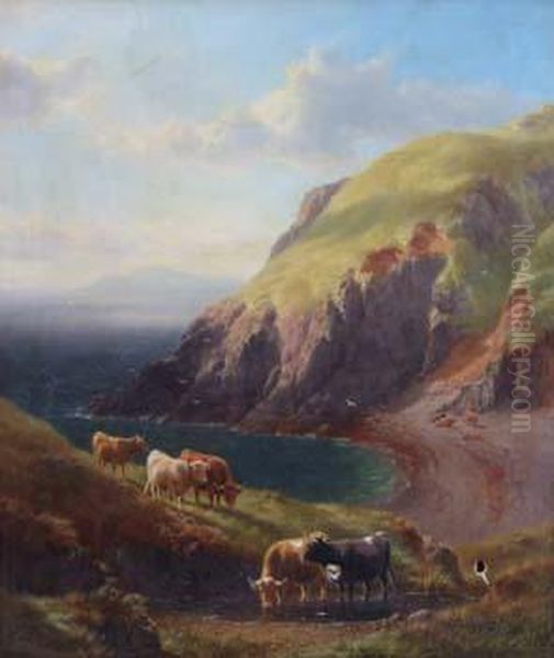 Rhos Porthychain, 
Looking North Oil Painting by William Davies