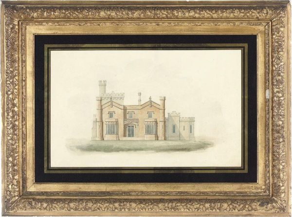 Preliminary Design For An Elevation Of Knoll, Now Known Aslyndhurst, Tarrytown, New York Oil Painting by Alexander Jackson Davis