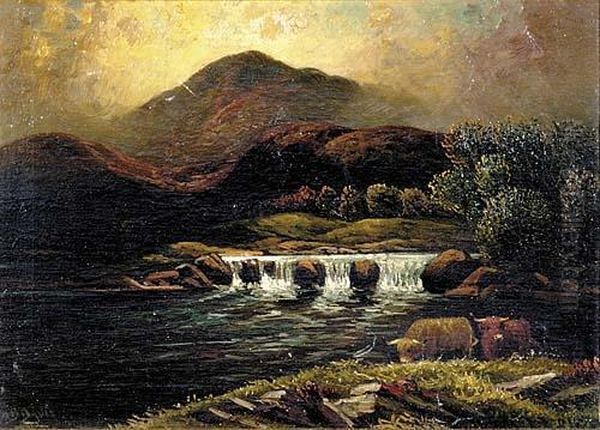 Salmon Leap On The Oran River Rosshire Oil Painting by Benjamin Davis