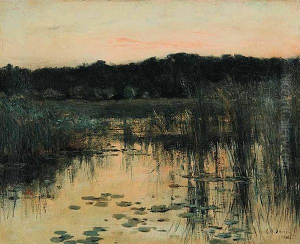 Untitled - Edge Of The Lake At Dusk Oil Painting by Charles Harold Davis