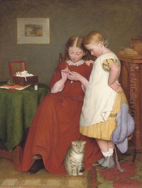 The Crochet Lesson Oil Painting by Edward Thompson Davis