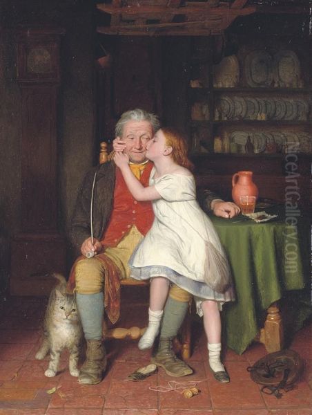 Kissing Grandpa Oil Painting by Edward Thompson Davis