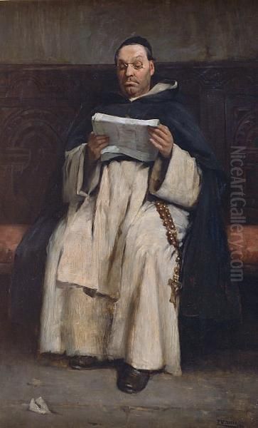 A Seated Clergyman Reading, '86 Oil Painting by Frederick Williams Davis