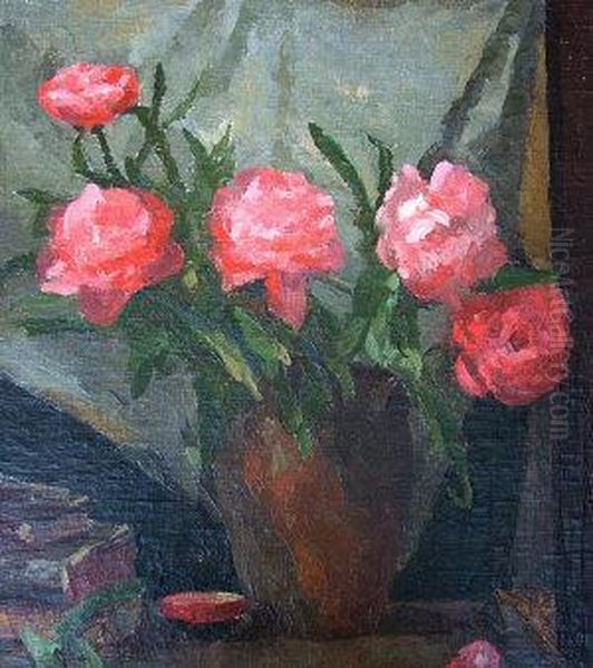 American 2th Century- Floral Still Life Oil Painting by G. Davis