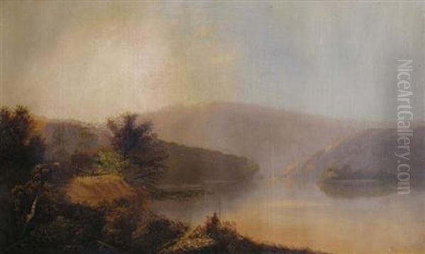 Landscape From The Hudson River Valley Oil Painting by J.B. Davis