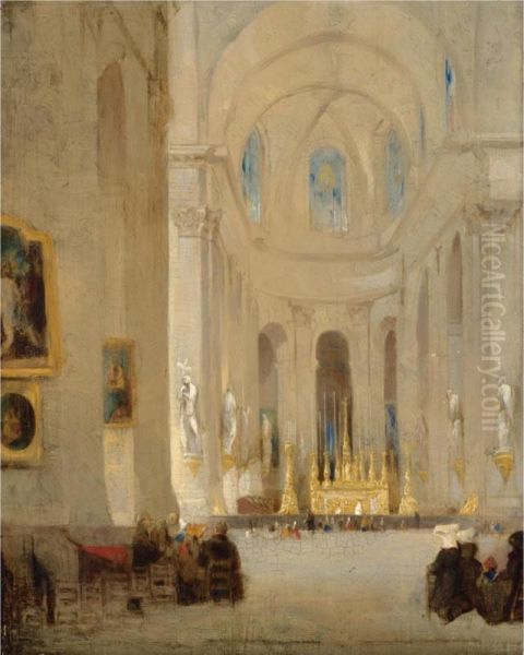 The Interior Of St Sulpice Oil Painting by John Scarlett Davis