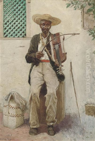 A Street Musician, South America Oil Painting by Noel Denholm Davis