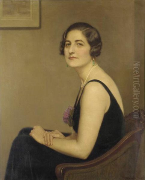 Portrait Of Mrs J.l.shipstone Oil Painting by Noel Denholm Davis