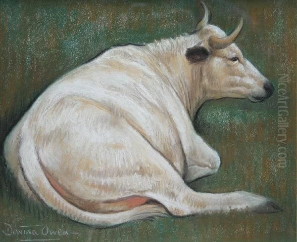 Park Cow Oil Painting by Owen W. Davis