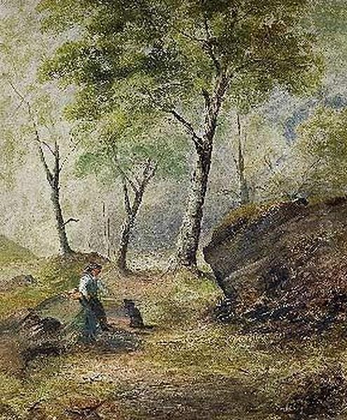 Joven Con Perro En El Bosque Oil Painting by Owen W. Davis