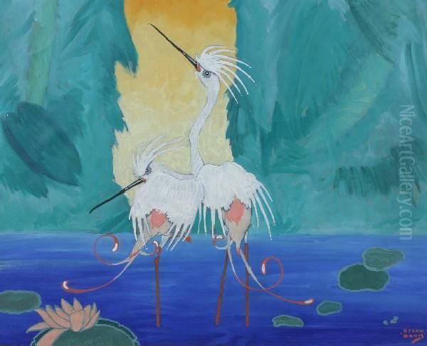 Egret Oil Painting by Stark Davis