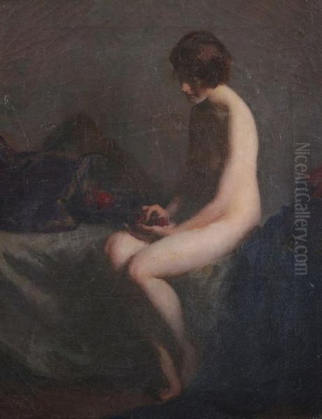 Seated Nude With Basket Of Fruit Oil Painting by Will Rowland Davis