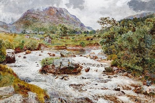 A Highland Stream Oil Painting by William Davis