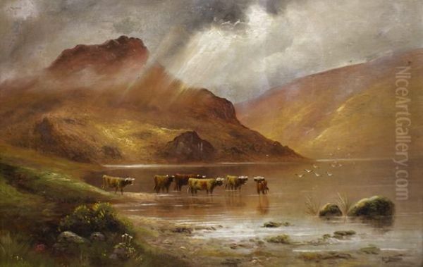 Highland Scene Oil Painting by William Davis