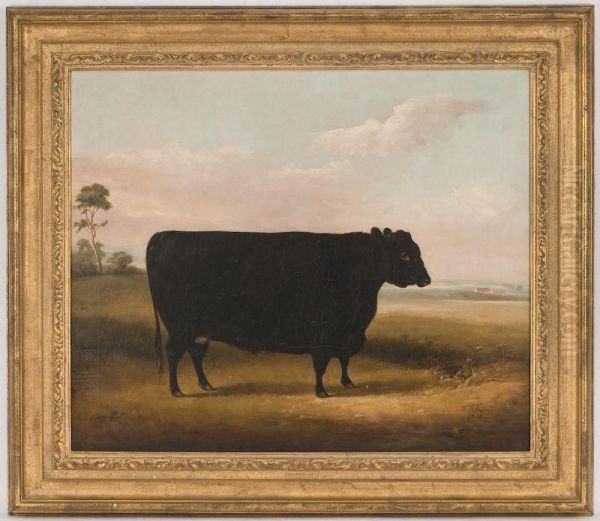 Depicting A Cow In A Landscape Oil Painting by William Henry Davis