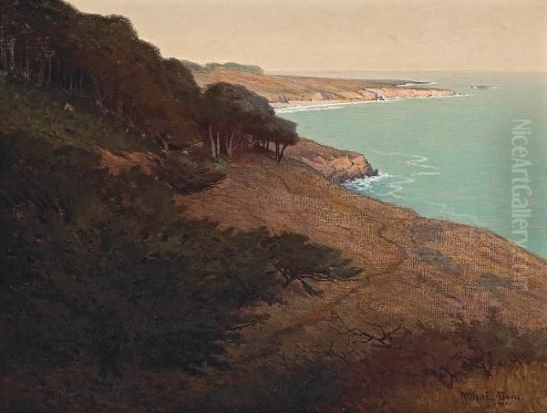 A Coastal View Oil Painting by Willis E. Davis