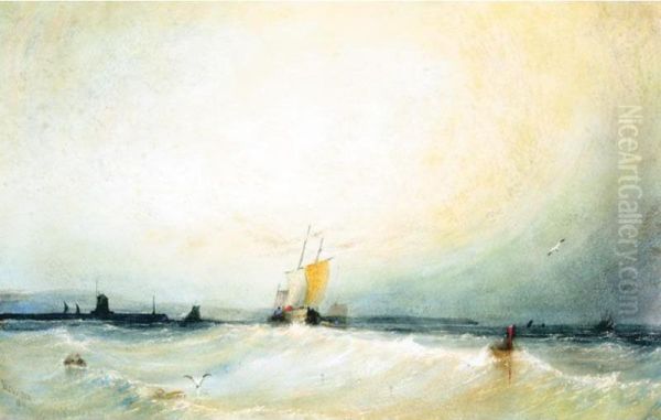 Shipping Off The Coast Oil Painting by William Davison