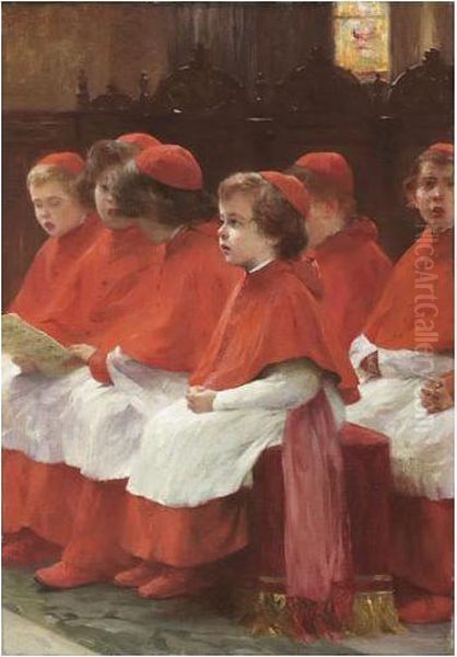 Les Enfants De Choeur Oil Painting by Albert Pierre Dawant