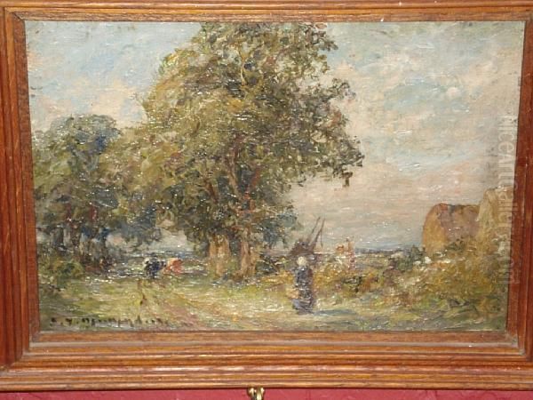 A Country Lane Oil Painting by Joseph Yelverton Dawbarn