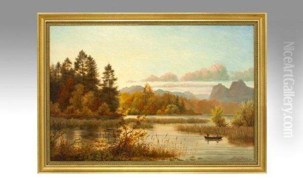 Lake Windermere Withlangdale Pikes Oil Painting by Horace Dawes