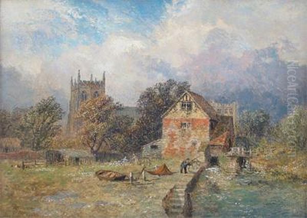 The Monk's Mill, Christchurch Hampshire Oil Painting by Alfred Dawson