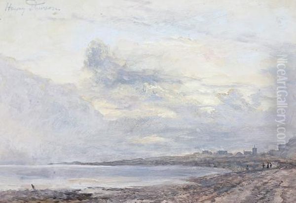 A Coastal Sketch Oil Painting by Henry Thomas Dawson