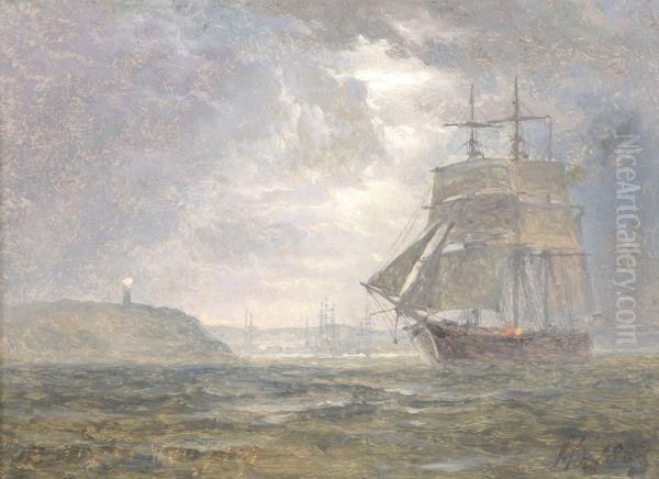 Harbour At Evening Oil Painting by Henry Thomas Dawson